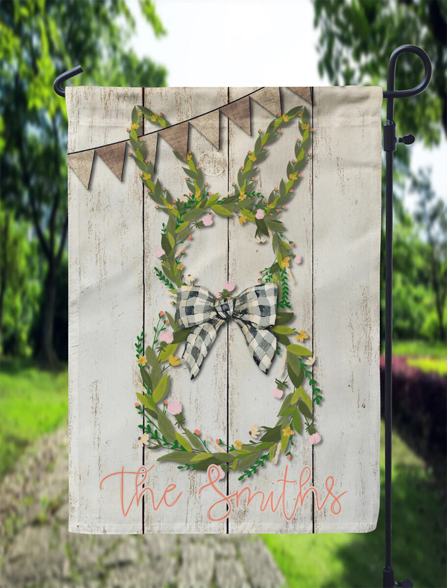 Floral Easter Bunny Garden Flag