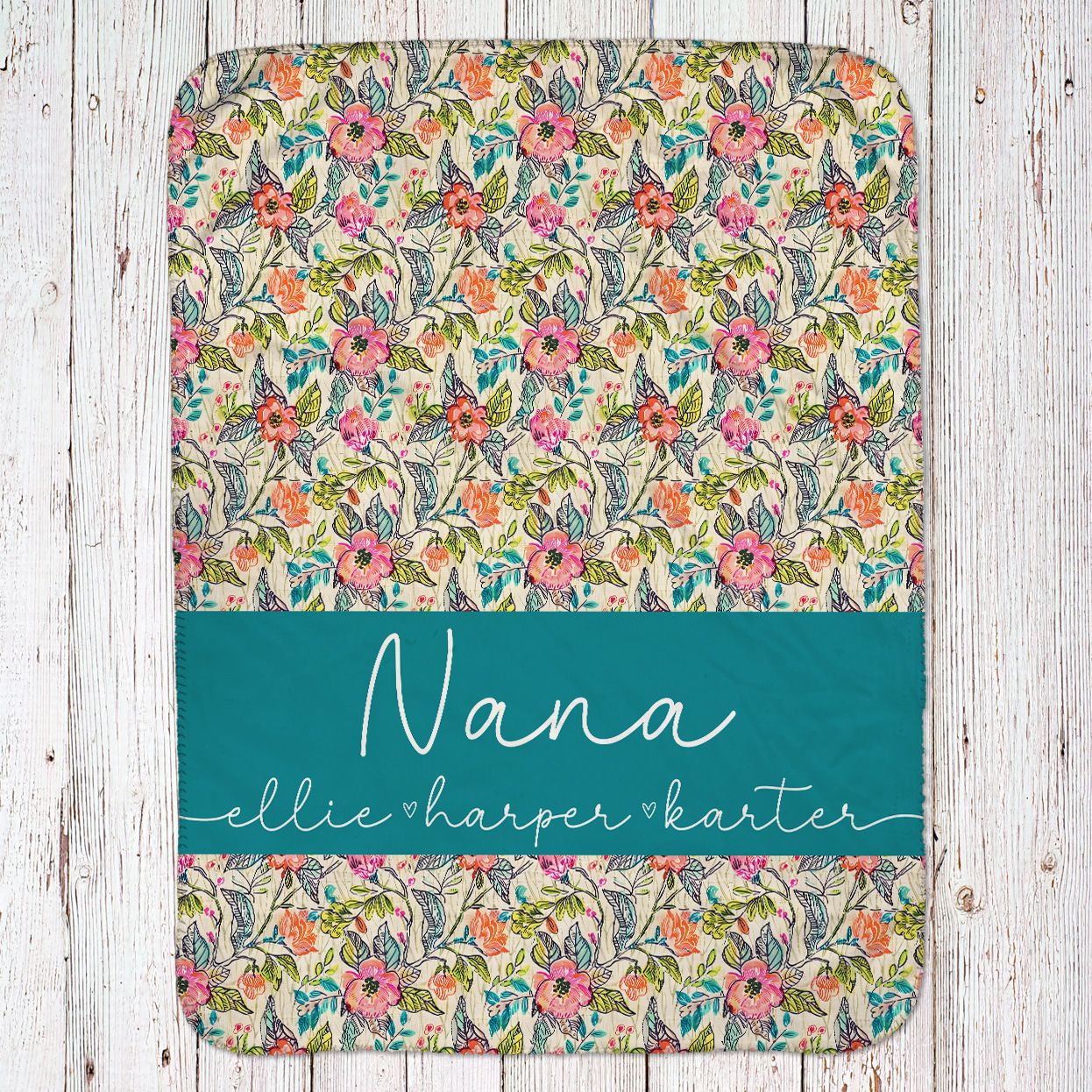 Floral Name Throw Blanket