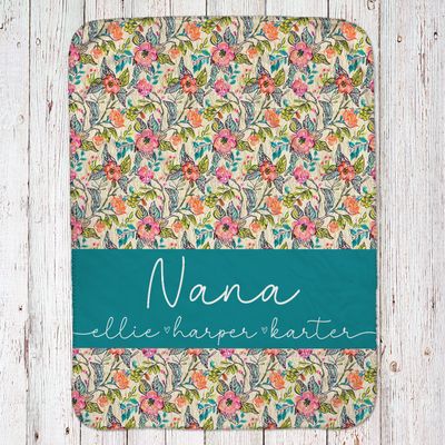 Floral Name Throw Blanket