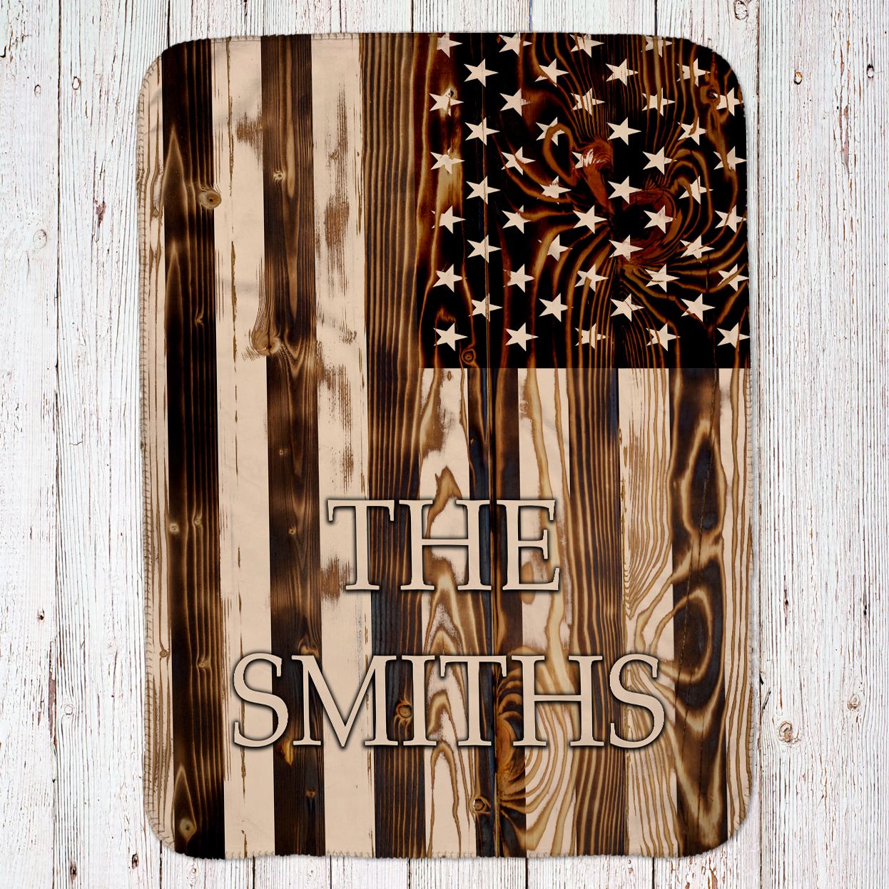 Wooden American Flag Throw Blanket