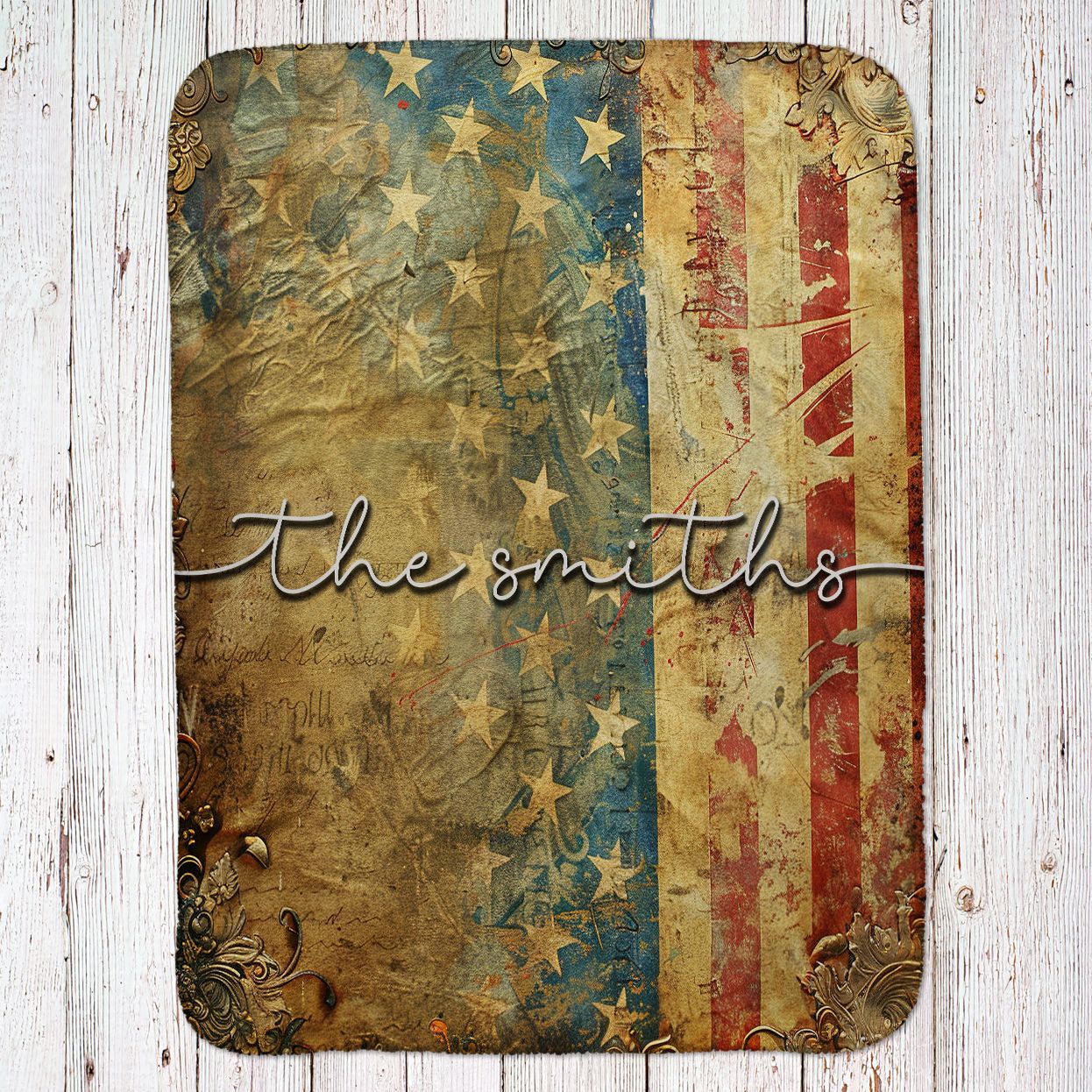 Rustic American Flag Throw Blanket