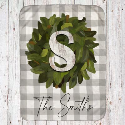 Magnolia Wreath Throw Blanket