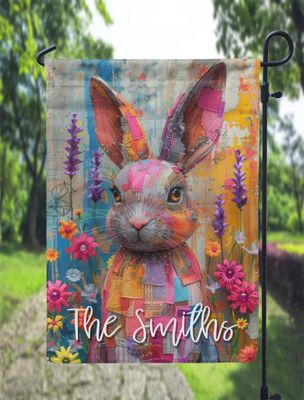Boho Sprint Easter Bunny Garden Flag