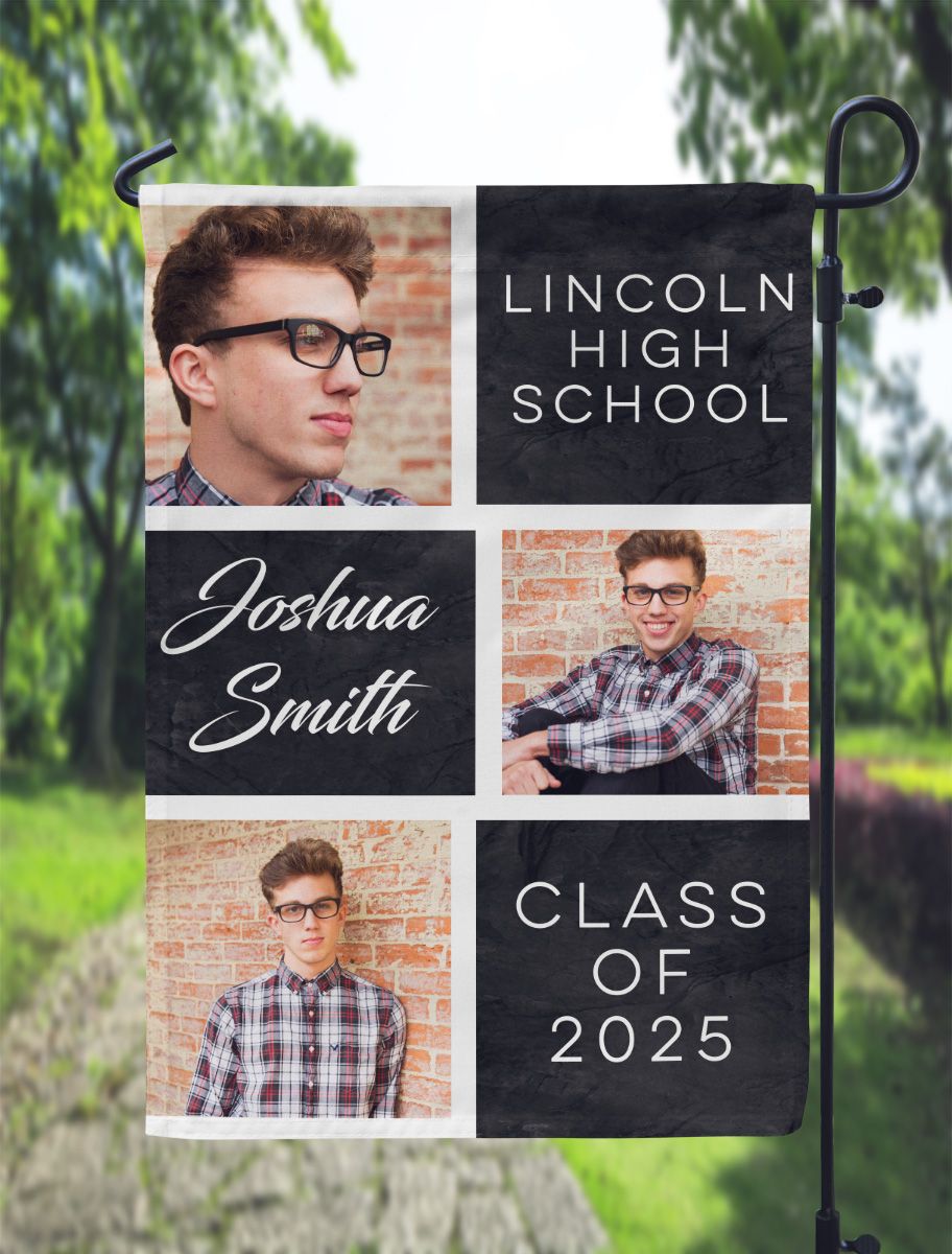 Three Photo Graduation Garden Flag