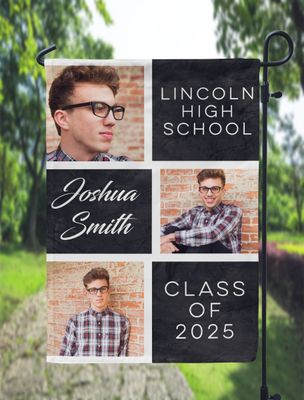 Three Photo Graduation Garden Flag