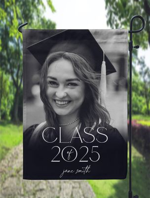 Black Gradient Photo Graduation Garden Flag