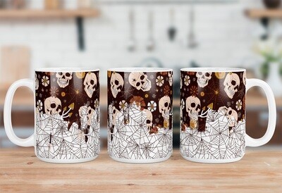 Boho Skull and Spiderweb Halloween Mug