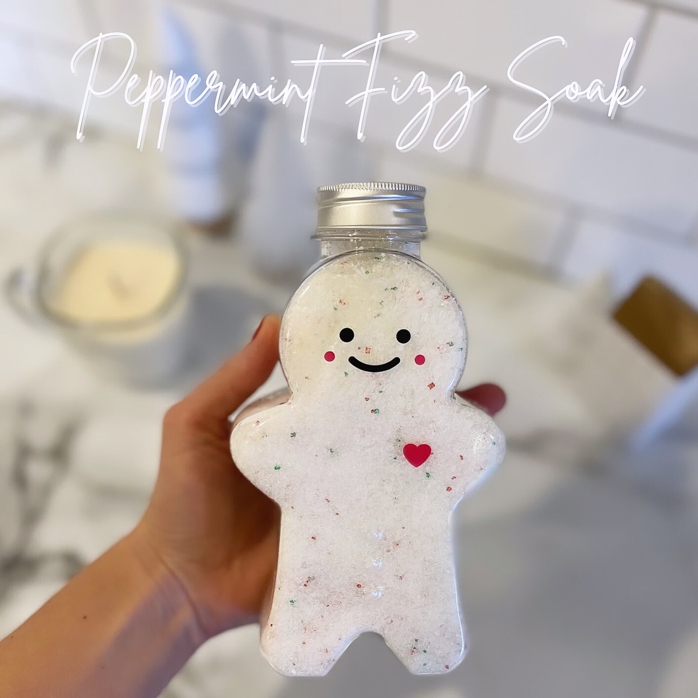 Peppermint Fizz Soak In Clear Gingerbread Jar