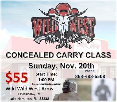 Basic Concealed Carry Class (3.5 Hrs) November 20th 1:00pm