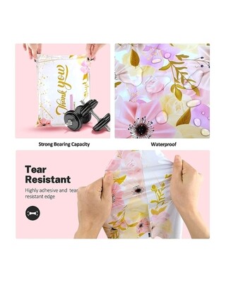 Poly-Mailer bag (Floral pink &amp; white) (10×13)