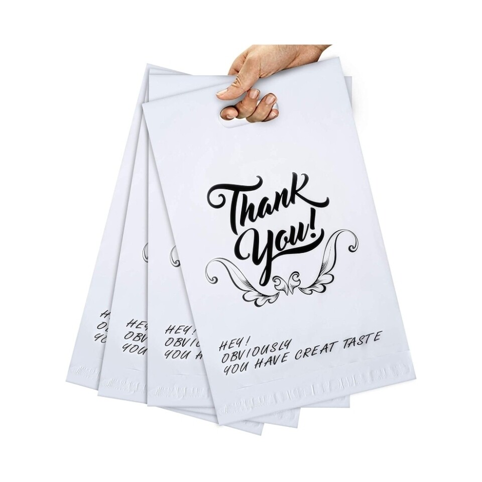 Poly-Mailer bag with handle (Black &amp; White) (10×13)