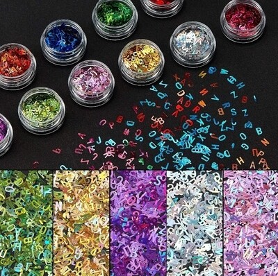 Letter confetti sequin