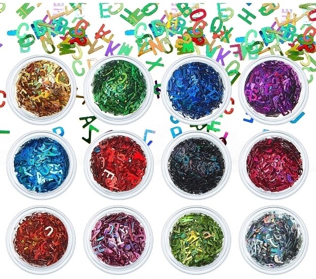 Letter confetti sequin