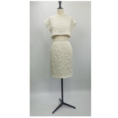 Golden-white knit skirt