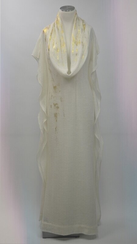 Weiss-goldenes Strickkleid
