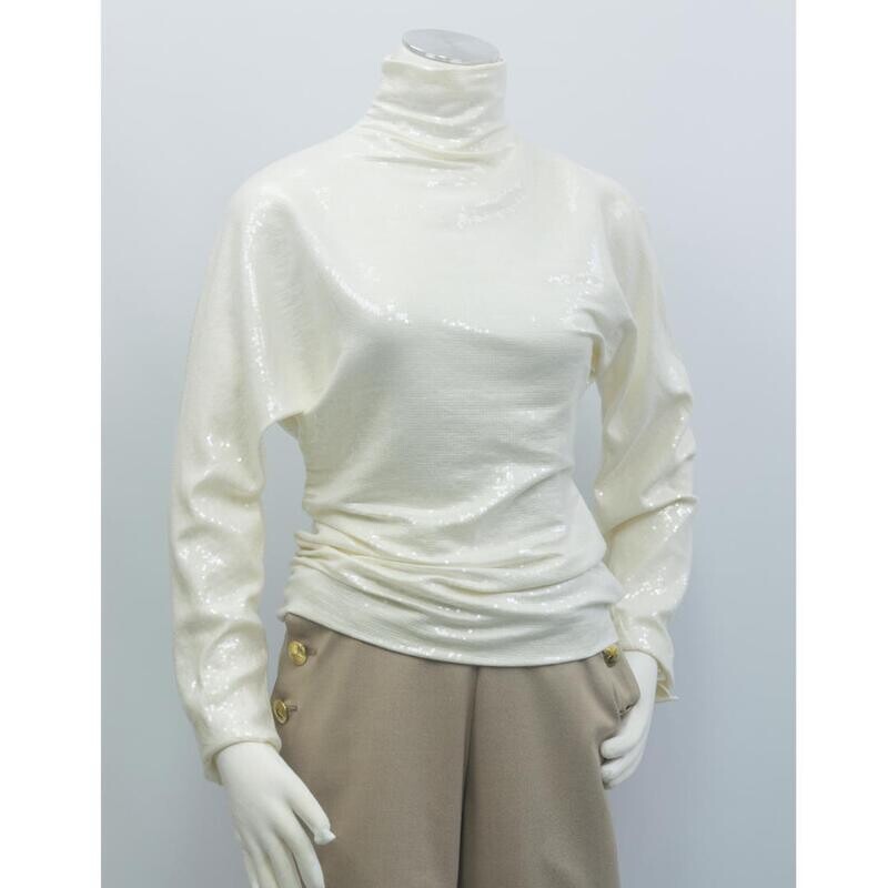 Cremefarbener Paillettenpulli
