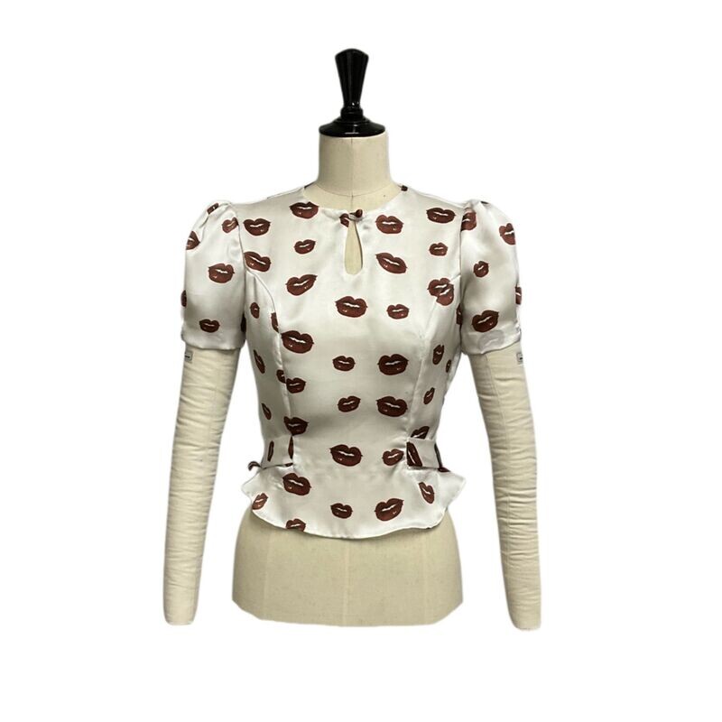 Red Lips Silk Blouse
