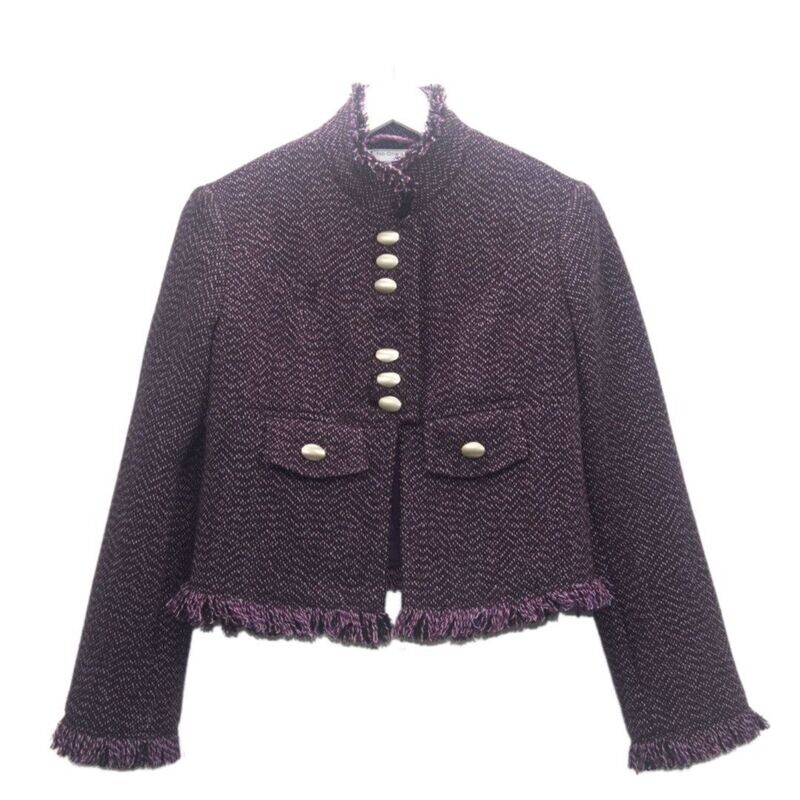 Aubergine-melierte Wollstoffjacke