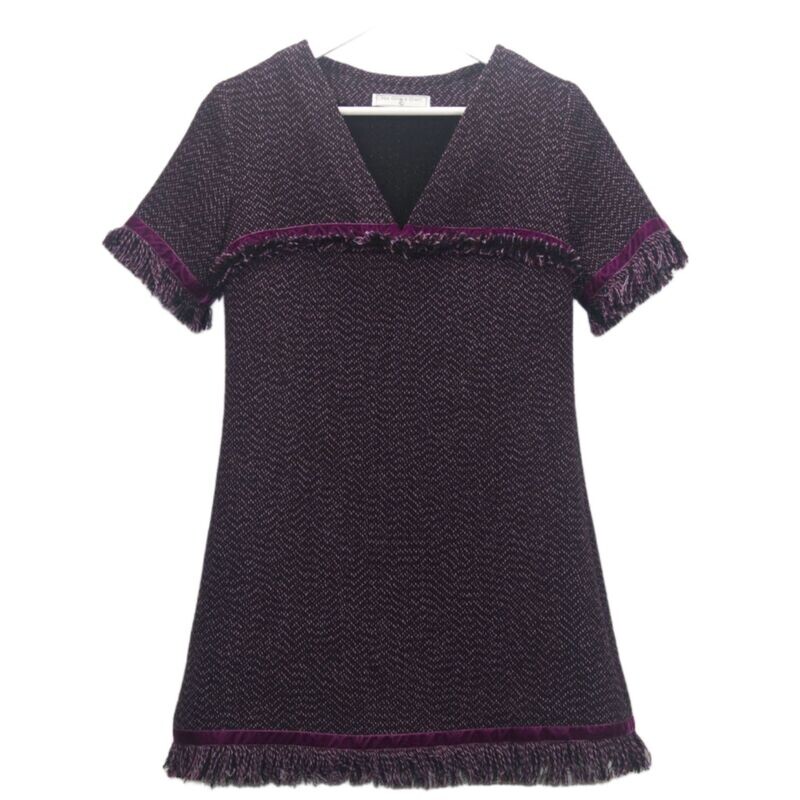 Aubergine farbenes Wollstoff Kleid