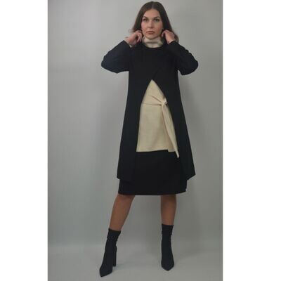 Black asymetric wool coat