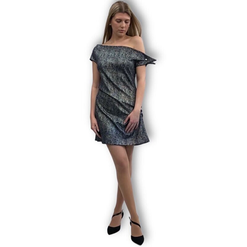 Asymetrisches Metallic Kleid
