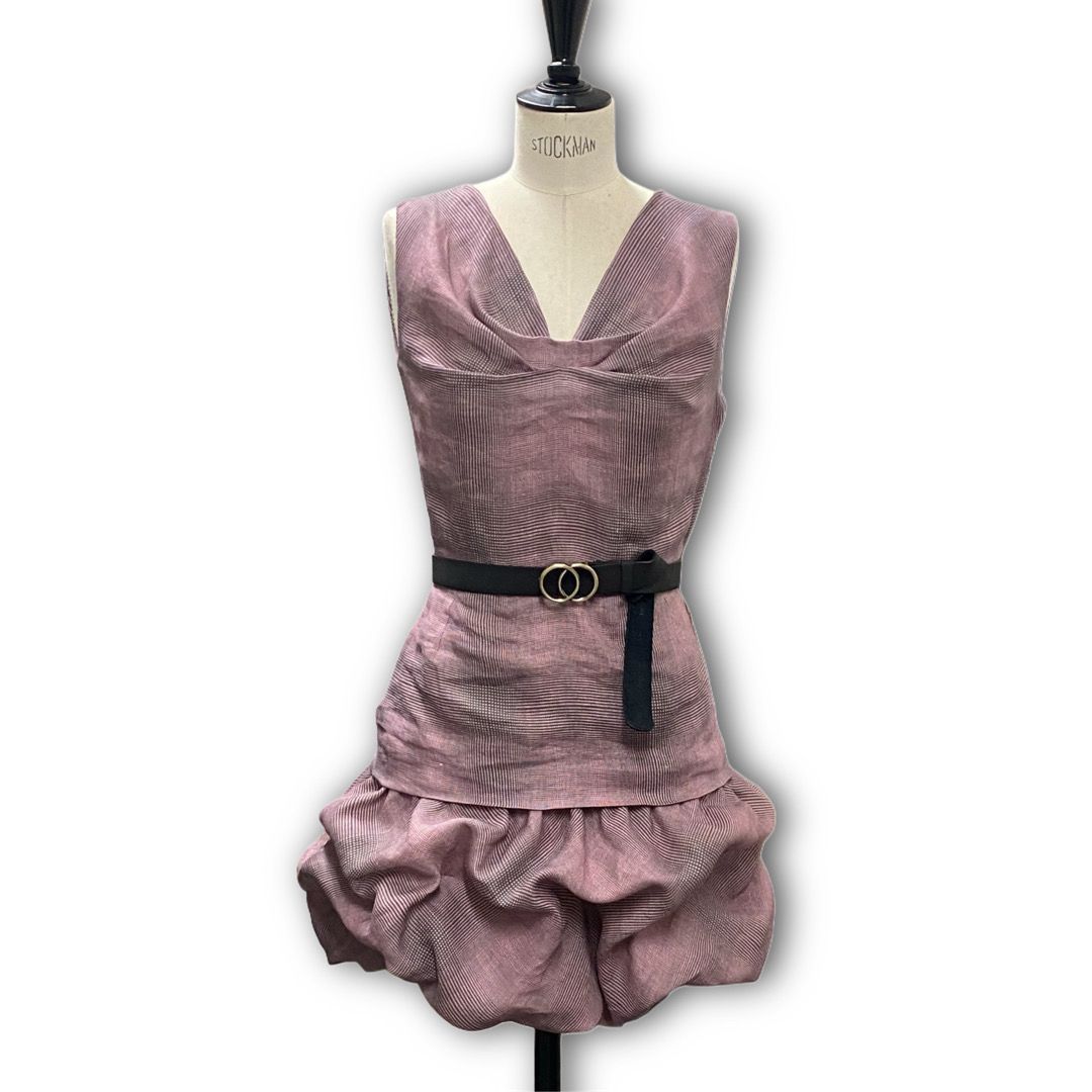 Karriertes Leinenkleid