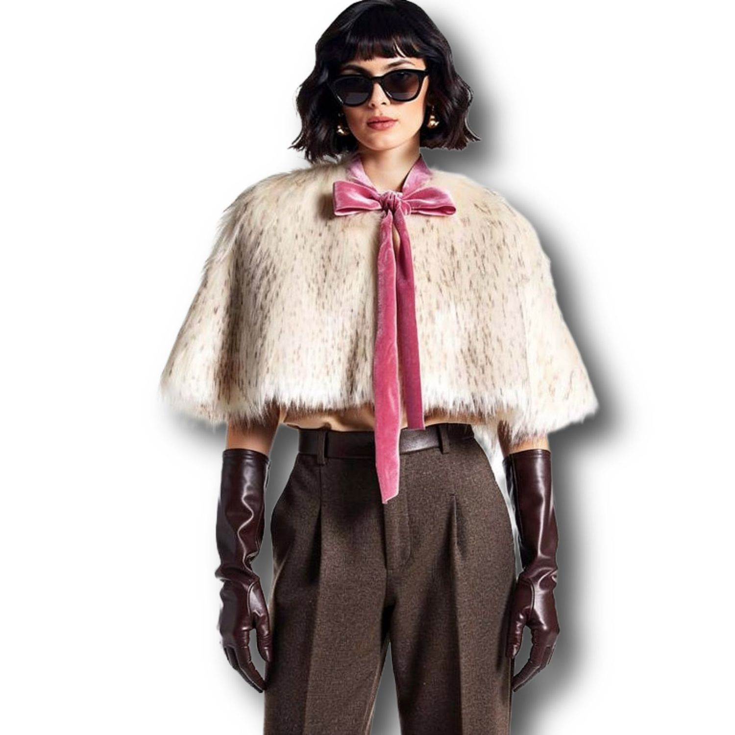 Ecru Fake Fur (Pelzimitat) Cape