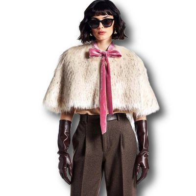 Ecru Fake Fur (Pelzimitat) Cape
