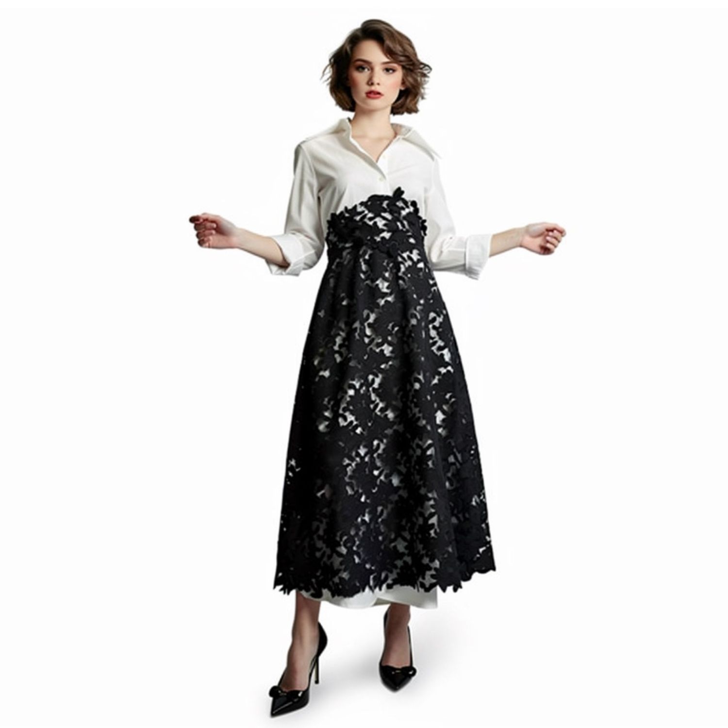 Schwarzer Spitzenrock