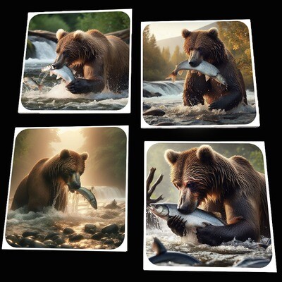 Bear &amp; Stream Coaster Set
