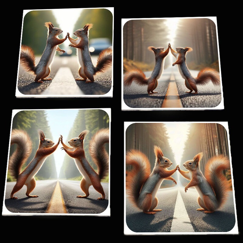 High-Fivin Squirrel Coaster Set