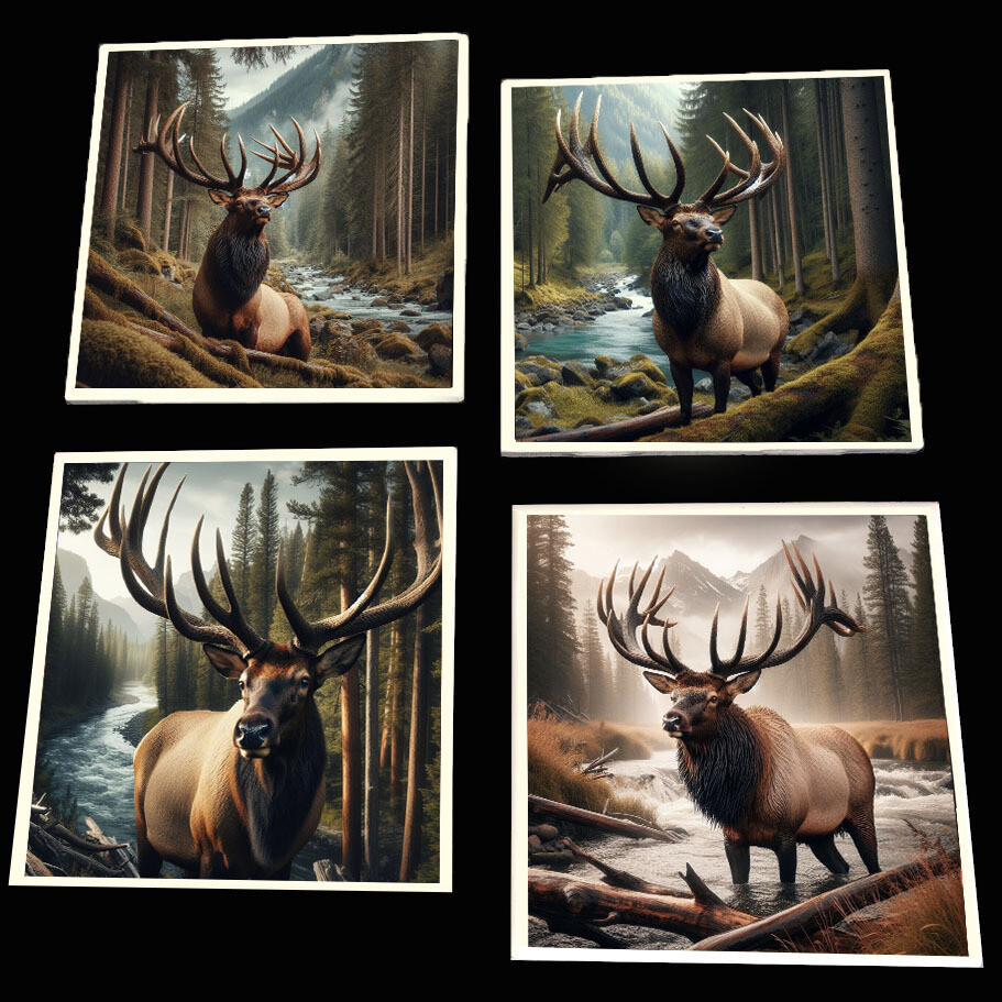 Majestic Elk Coaster Set