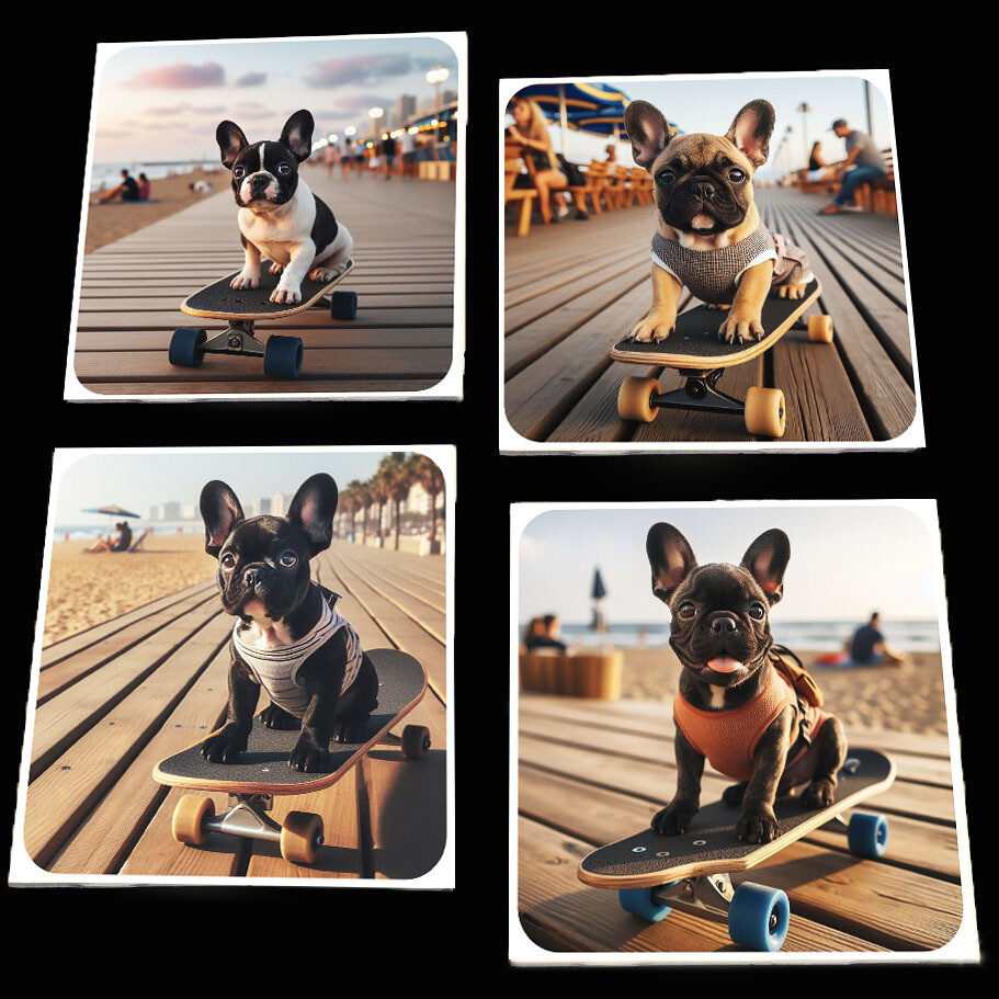 French Bull Dog Boardwalk Coaster Set