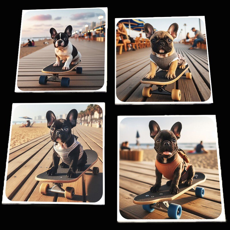 French Bull Dog Boardwalk Coaster Set