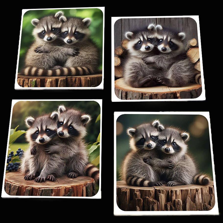 Raccoon Rendezvous Coaster Set