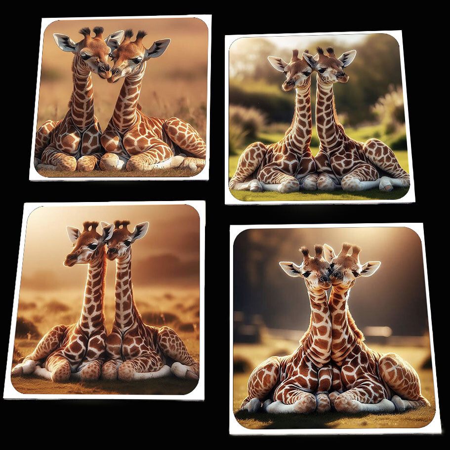 Giraffe Cuddle Coaster Set