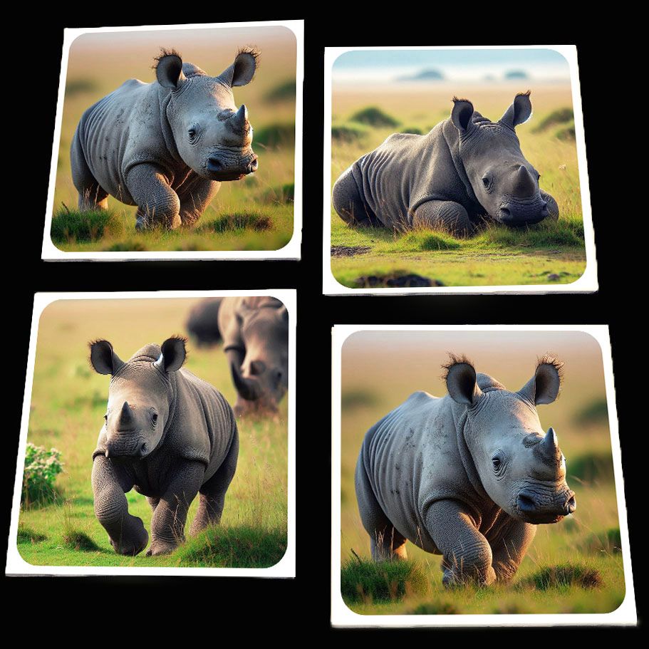 Baby Rhino Coaster Set