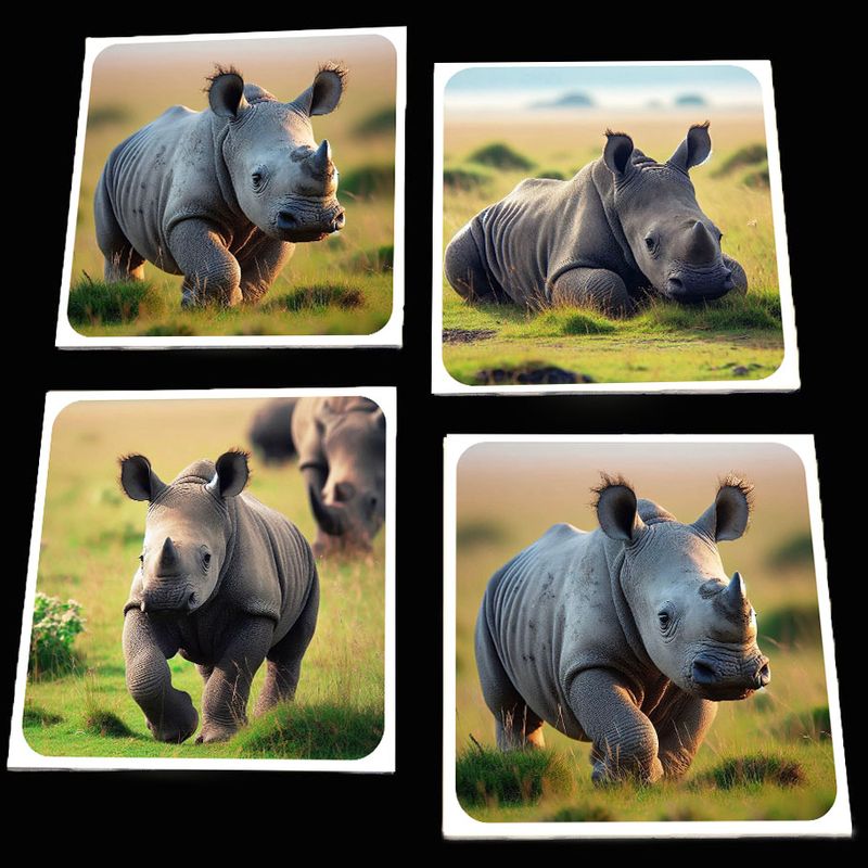 Baby Rhino Coaster Set