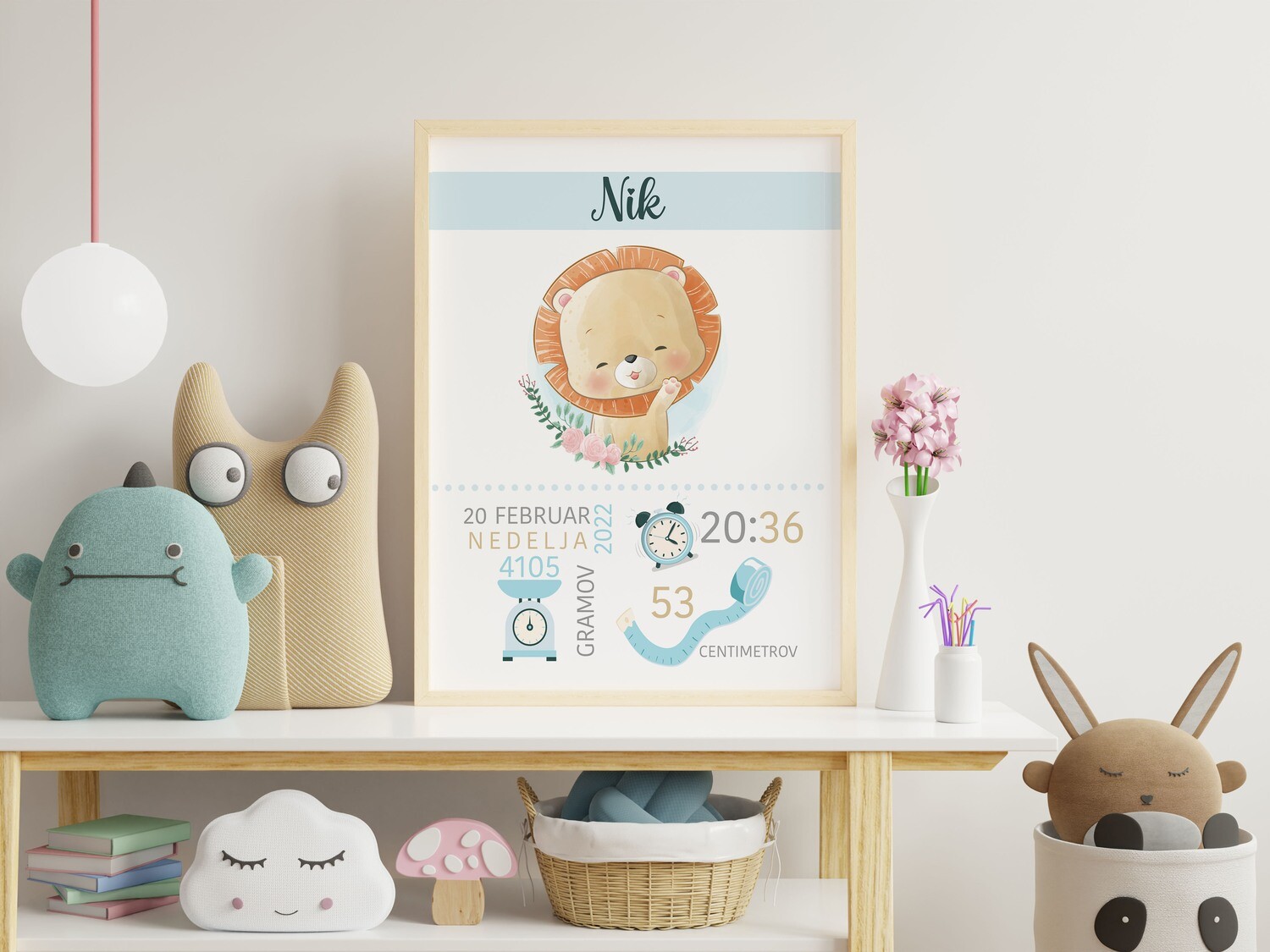 Grafika z rojstnimi podatki - levček moder