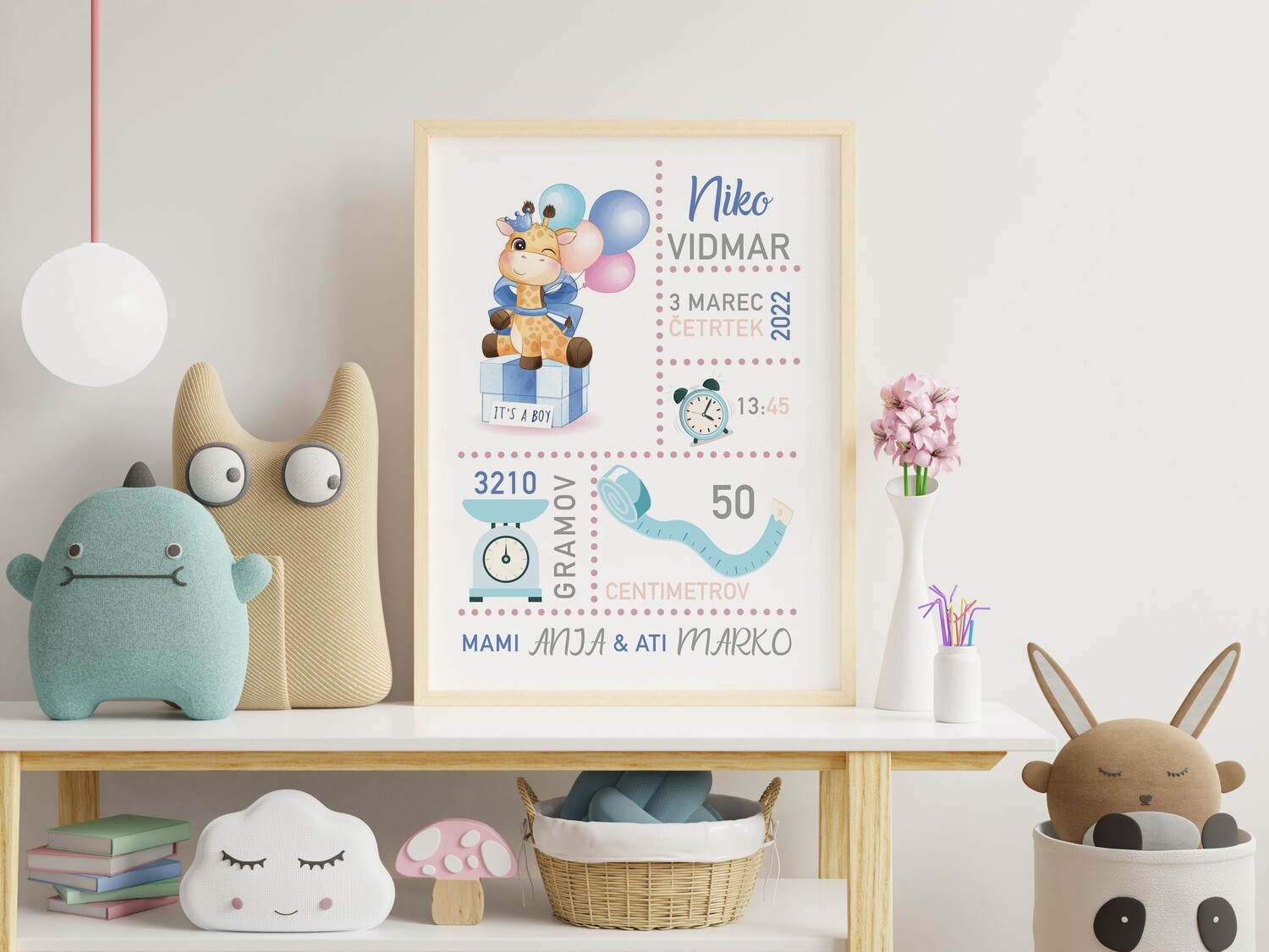 Grafika z rojstnimi podatki - žirafa modra
