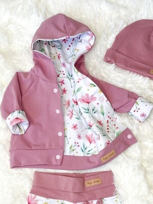 Obojestranska jopica -  roza pomladne rožice