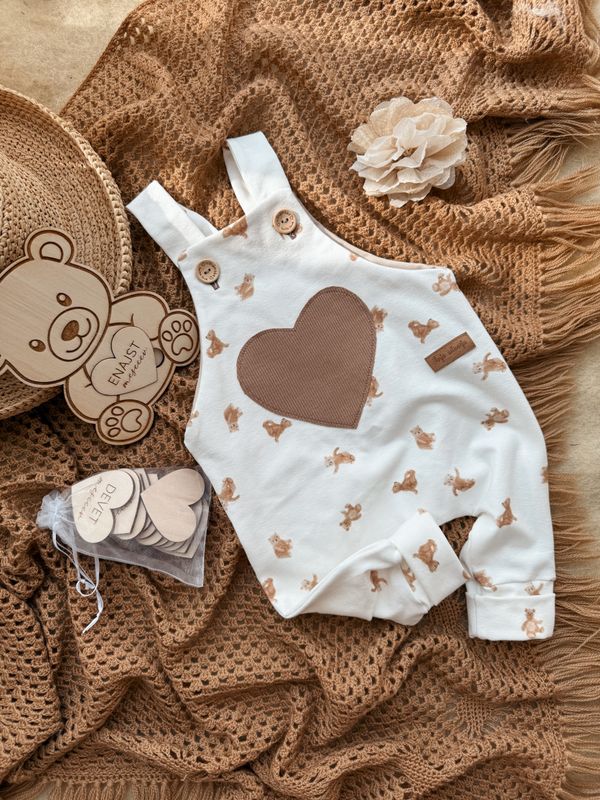 Paket 7 - romperček in milestones leseni medvedek