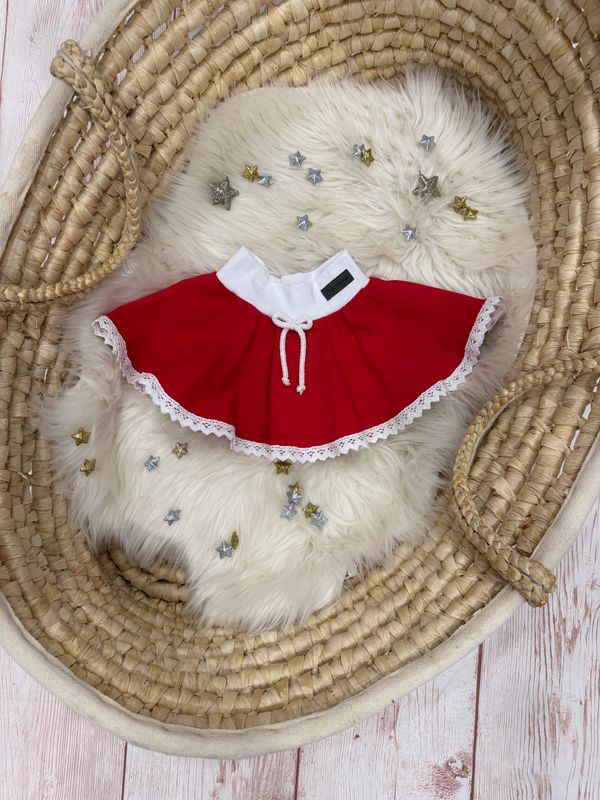 božično krilce - rdeče/belo s čipko