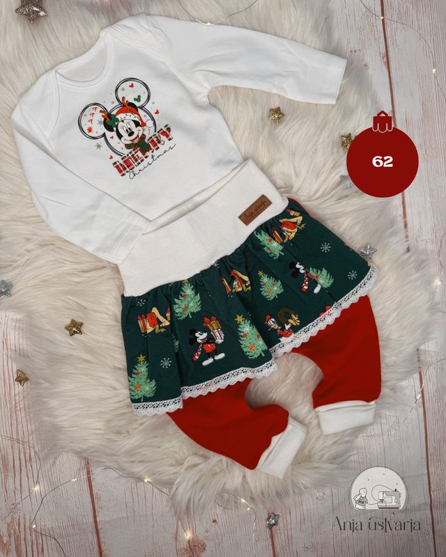 Kompletek božični - miki miške zelen s krilcem (hlačke in bodi)