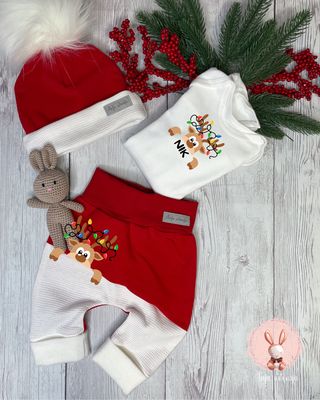 Kompletek božični - jelenček (hlačke in bodi)
