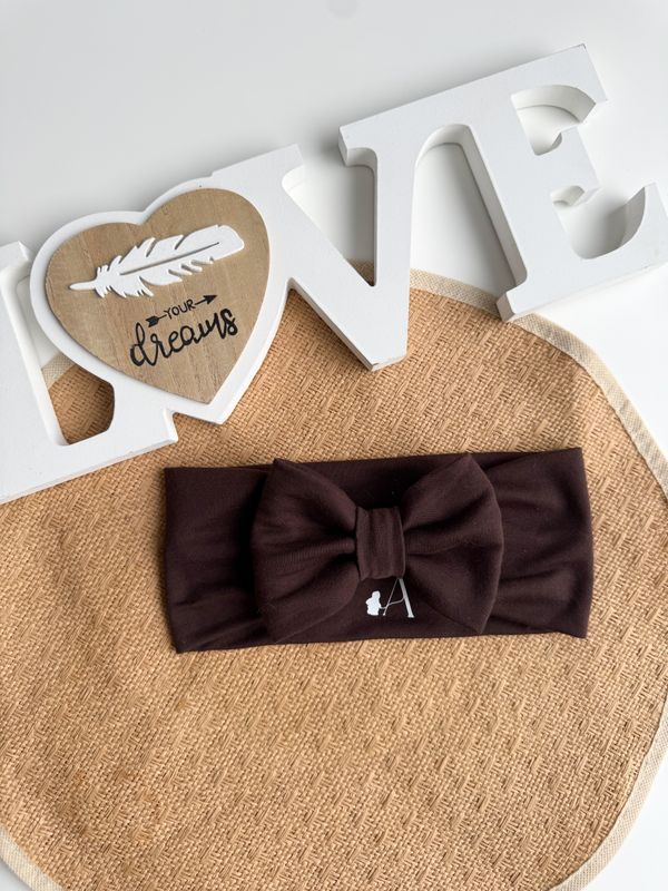 Trak za ušesa z mašnico - temno rjava