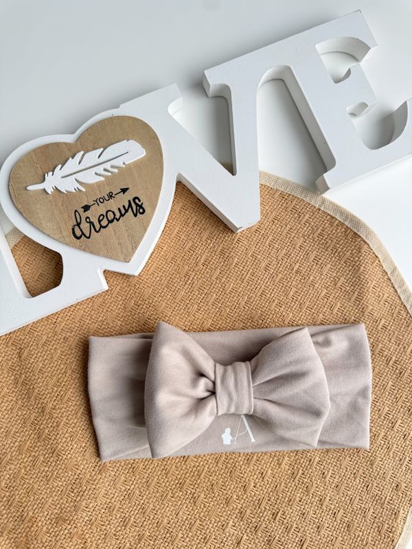 Trak za ušesa z mašnico - bež