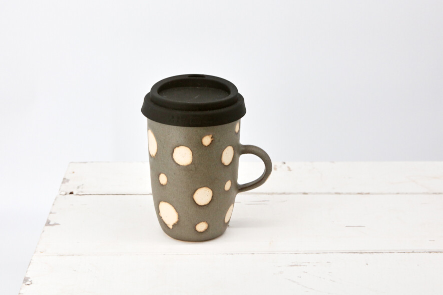 Travel cup with handle - Polka Dots