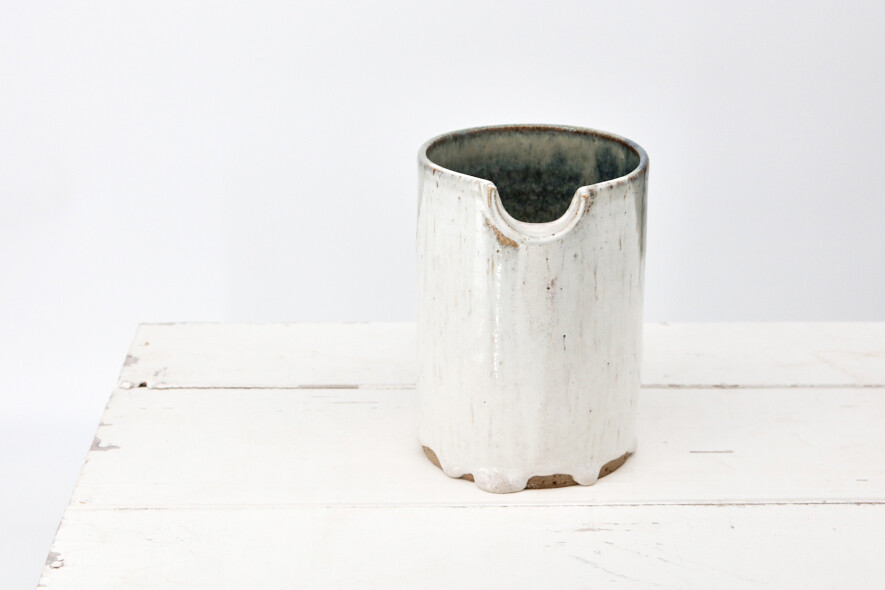 Jug - Flecked white with mottled blue/green.