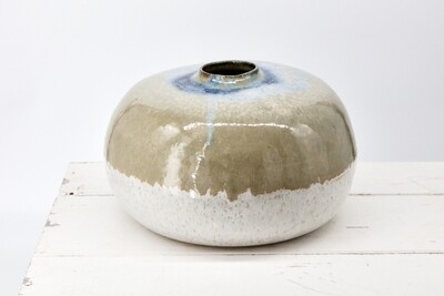 Pebble Vase - Flecked white, mottled green and peacock blue pebble vase. Pebble Vase - Flecked white, mottled green and peacock blue pebble vase.